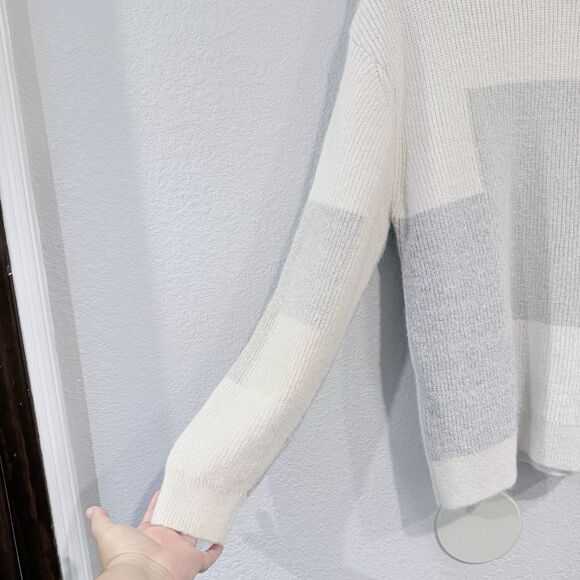 Zara Wool Blend Textured Patchwork Sweater Crew Neck Size Medium Pullover Knit - Picture 3 of 10